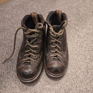 Vintage 90's Dr. Martens 8287 Chunky Work Boots Brown Leather Distressed Mens 6